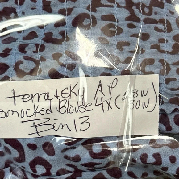 Plus Size‎ Women's 4X (28W-30W) Animal Print Tunic Top Smocked Keyhole Stretch - Picture 13 of 13